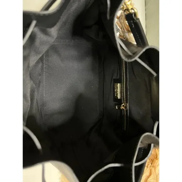 NWT Viola Castellani smooth black leather bucket bag - Picture 7 of 12